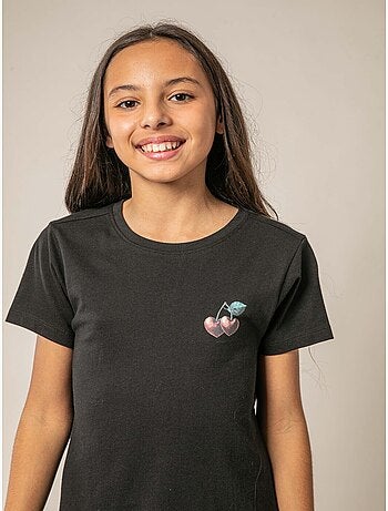 T-shirt fille en coton à motif cerises 'Deeluxe'