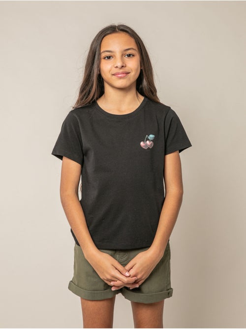 T-shirt fille en coton à motif cerises 'Deeluxe' - Kiabi