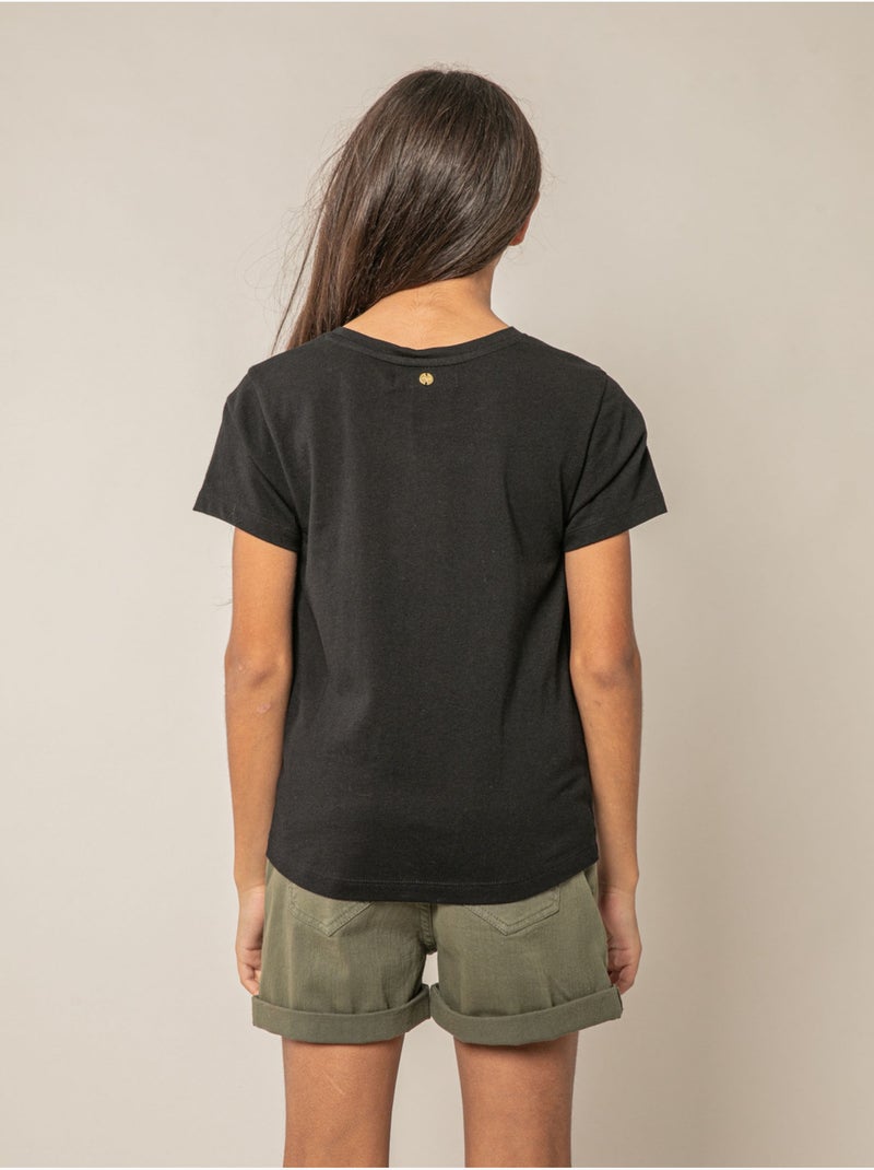 T-shirt fille en coton à motif cerises 'Deeluxe' Noir - Kiabi
