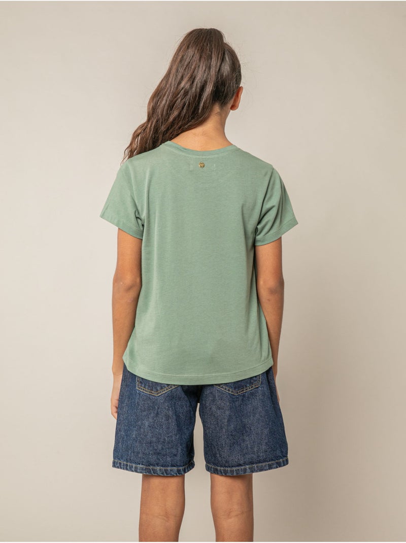 T-shirt fille en coton à motif cerises 'Deeluxe' Vert tilleul - Kiabi