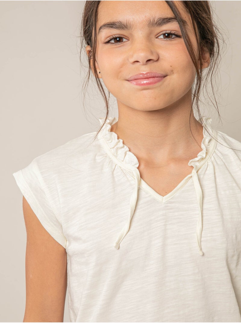 T-shirt fille en coton 'Deeluxe' Blanc - Kiabi