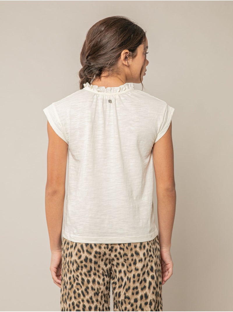T-shirt fille en coton 'Deeluxe' Blanc - Kiabi