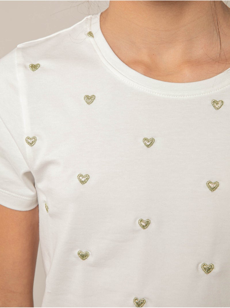 T-shirt fille en coton 'Deeluxe' Blanc - Kiabi