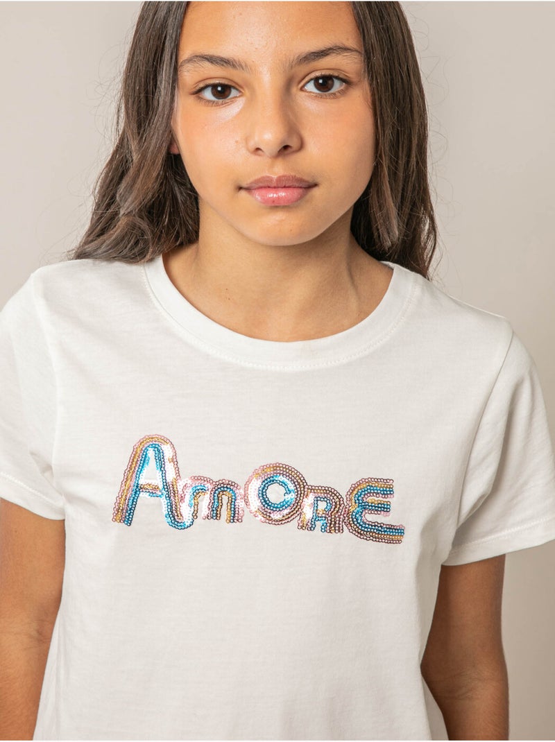 T-shirt fille en coton 'Deeluxe' Blanc - Kiabi