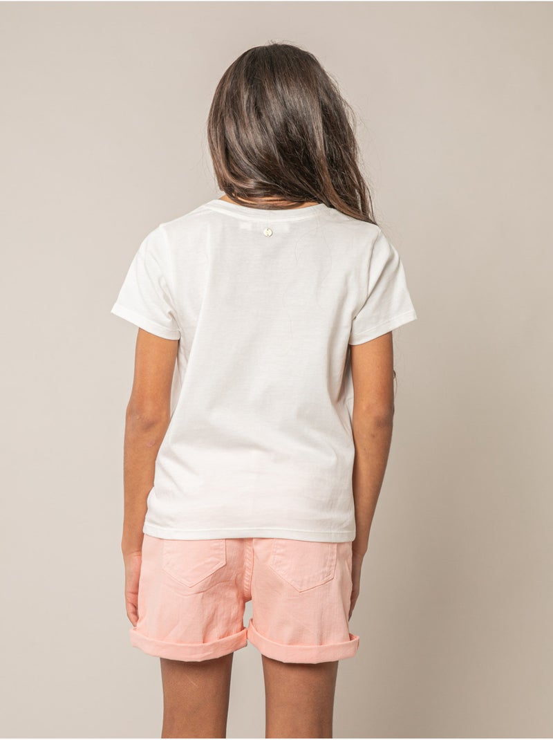 T-shirt fille en coton 'Deeluxe' Blanc - Kiabi
