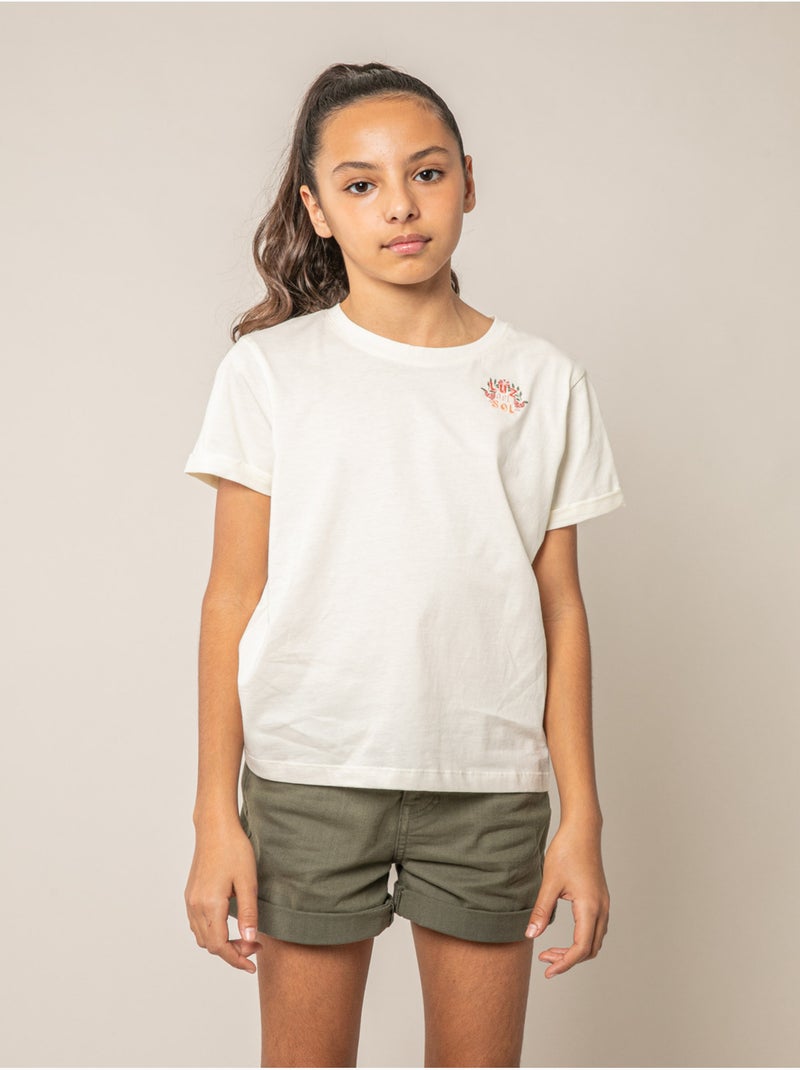 T-shirt fille en coton 'Deeluxe' Blanc - Kiabi