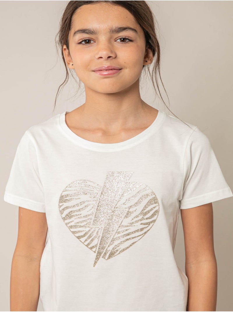 T-shirt fille en coton 'Deeluxe' Blanc - Kiabi