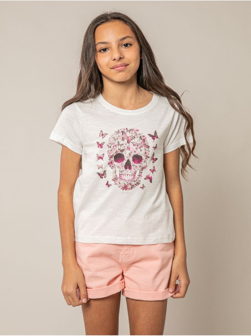 T-shirt fille en coton 'Deeluxe' Blanc - Kiabi