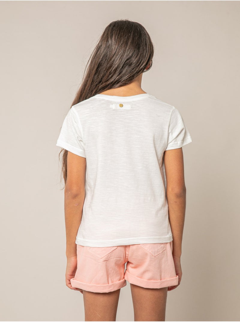 T-shirt fille en coton 'Deeluxe' Blanc - Kiabi