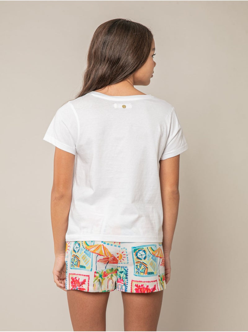T-shirt fille en coton 'Deeluxe' Jaune citron - Kiabi