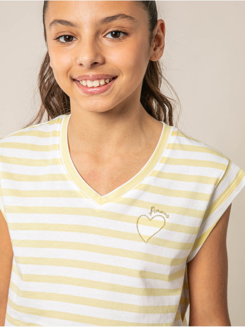 T-shirt fille en coton 'Deeluxe' Jaune clair - Kiabi