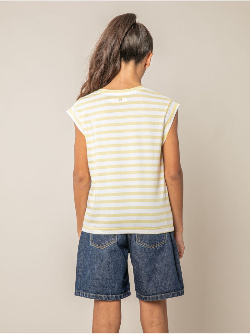 T-shirt fille en coton 'Deeluxe' Jaune clair - Kiabi