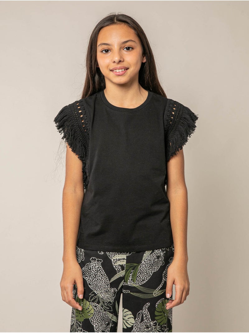 T-shirt fille en coton 'Deeluxe' Noir - Kiabi