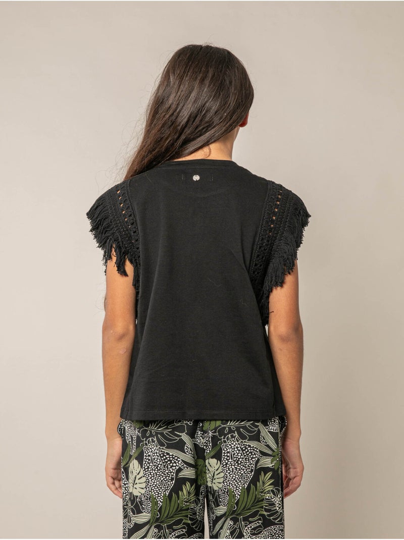 T-shirt fille en coton 'Deeluxe' Noir - Kiabi