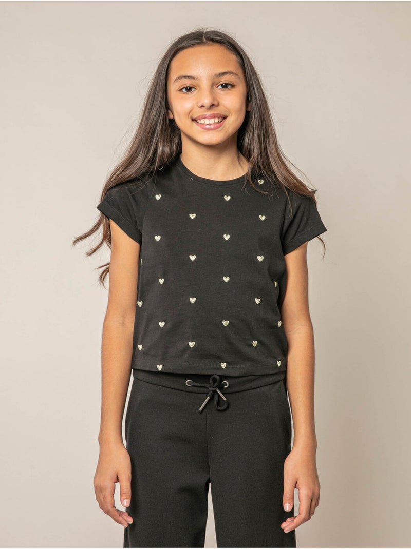T-shirt fille en coton 'Deeluxe' Noir - Kiabi