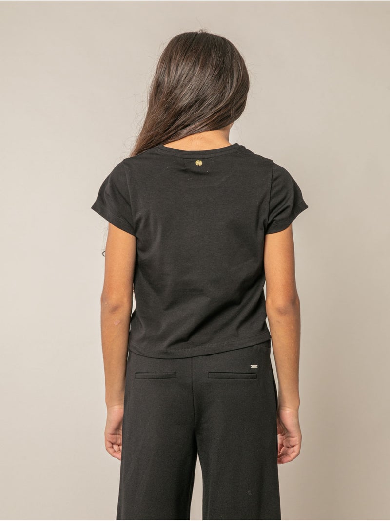 T-shirt fille en coton 'Deeluxe' Noir - Kiabi