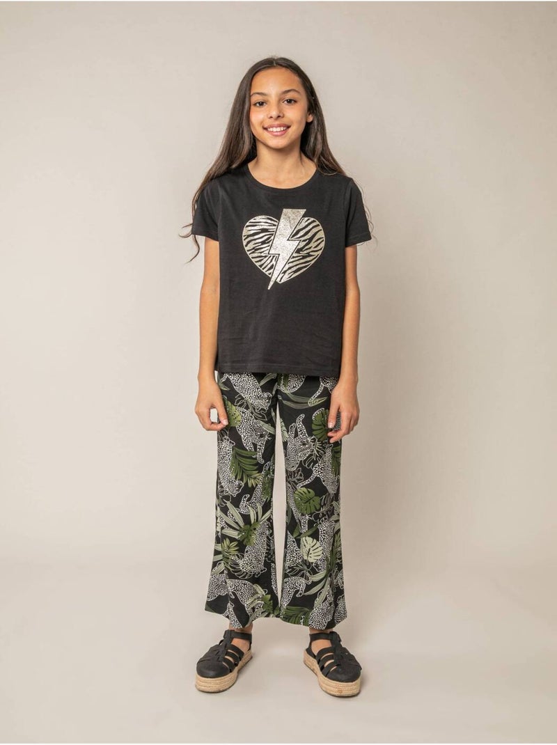 T-shirt fille en coton 'Deeluxe' Noir - Kiabi