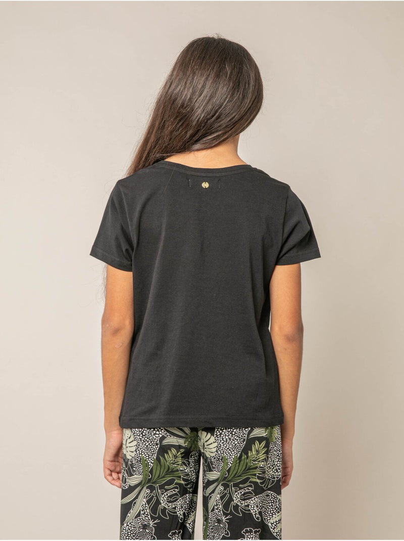 T-shirt fille en coton 'Deeluxe' Noir - Kiabi