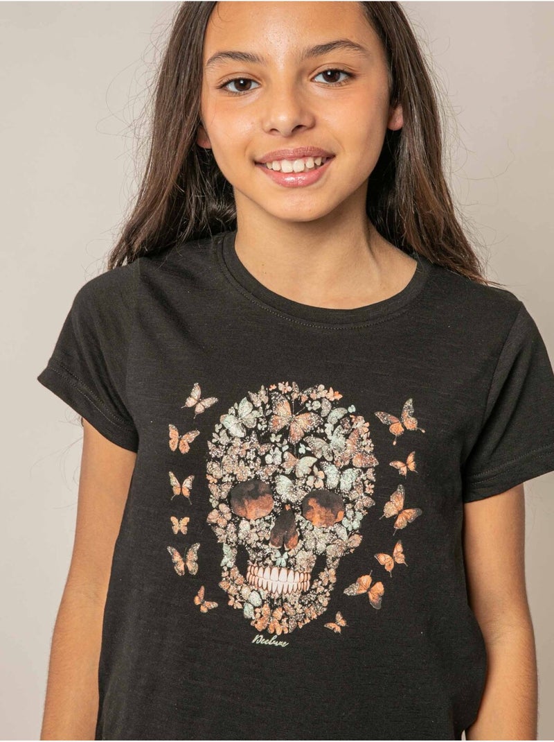 T-shirt fille en coton 'Deeluxe' Noir - Kiabi
