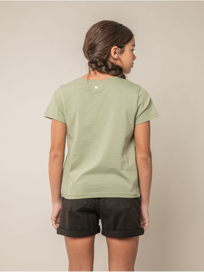 T-shirt fille en coton 'Deeluxe' Vert tilleul - Kiabi