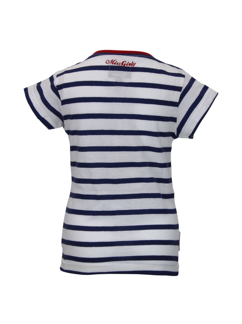 T-shirt fille FAMARIN - MISS GIRLY Blanc Bleu marine - Kiabi