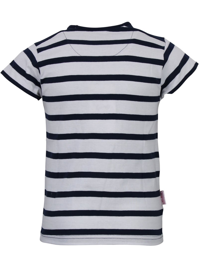T-shirt fille FILEAD - MISS GIRLY Blanc Bleu marine - Kiabi