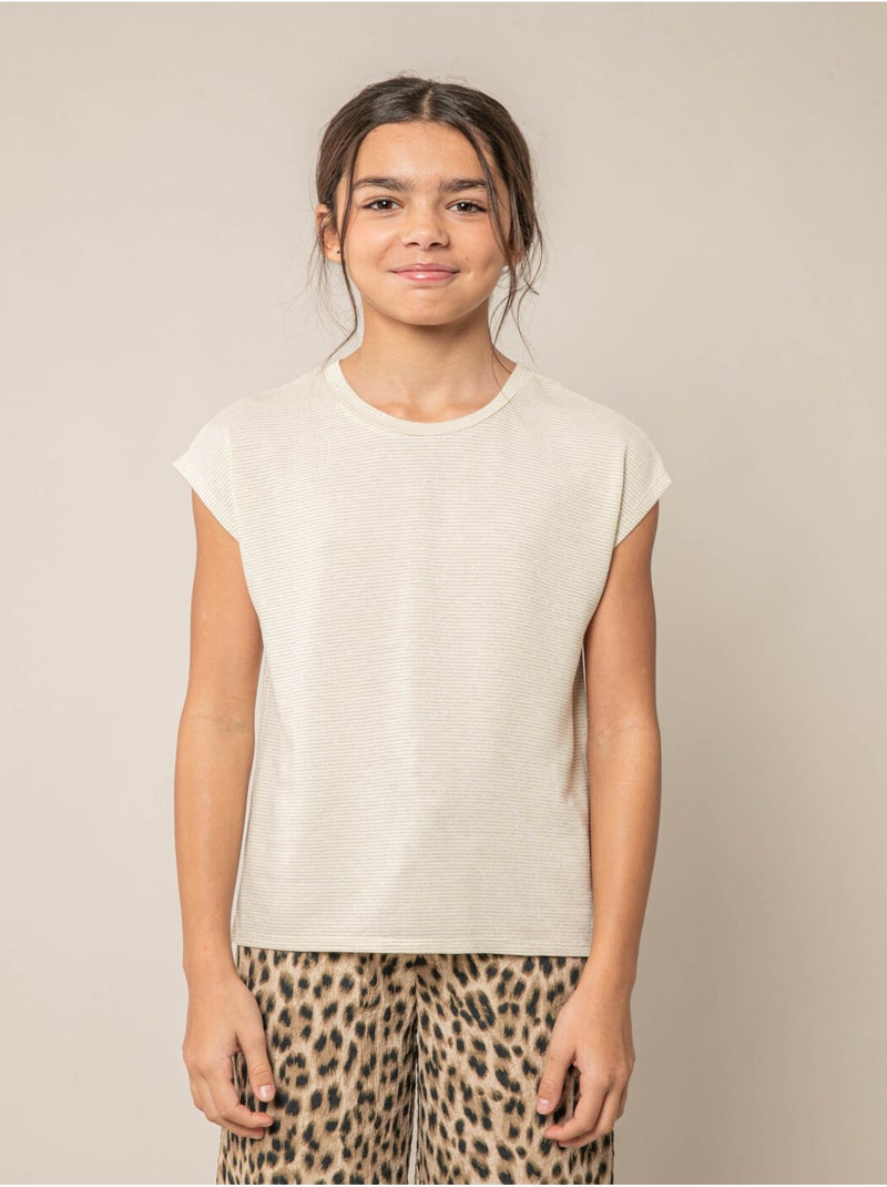 T-shirt fille fluide à rayures brillantes 'Deeluxe' Blanc - Kiabi