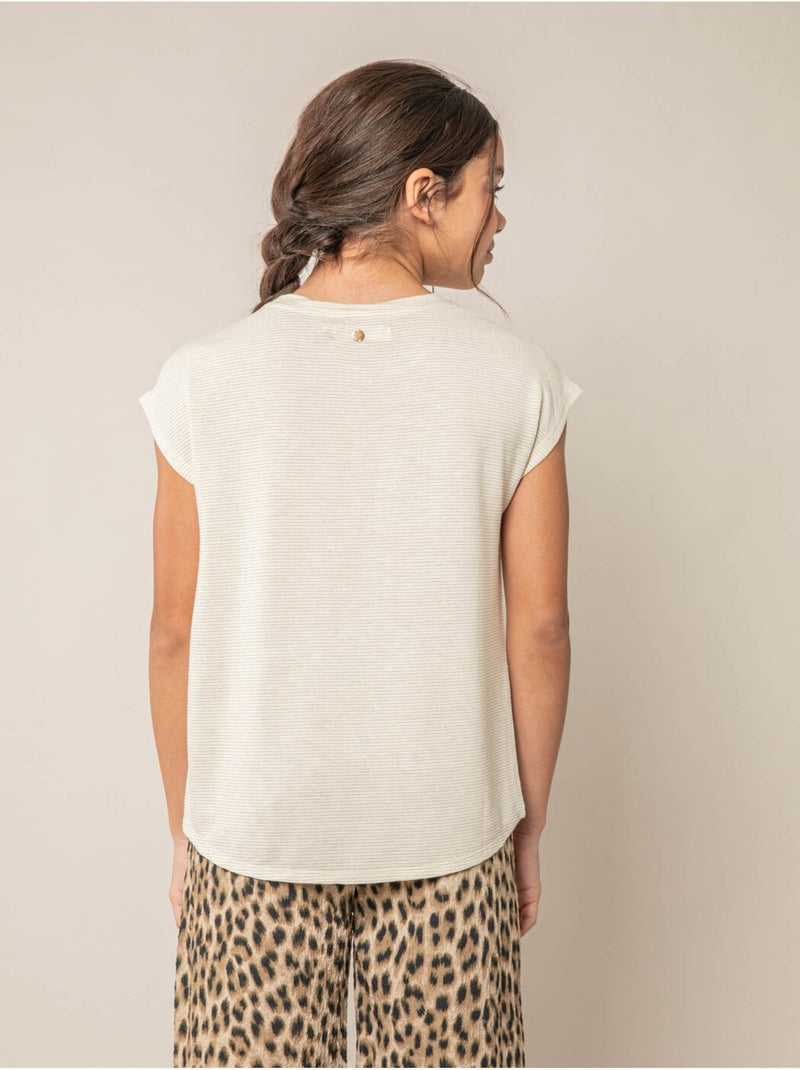 T-shirt fille fluide à rayures brillantes 'Deeluxe' Blanc - Kiabi