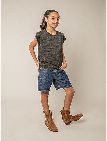 T-shirt fille fluide à rayures brillantes 'Deeluxe'