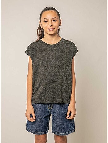 T-shirt fille fluide à rayures brillantes 'Deeluxe'