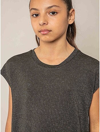 T-shirt fille fluide à rayures brillantes 'Deeluxe'