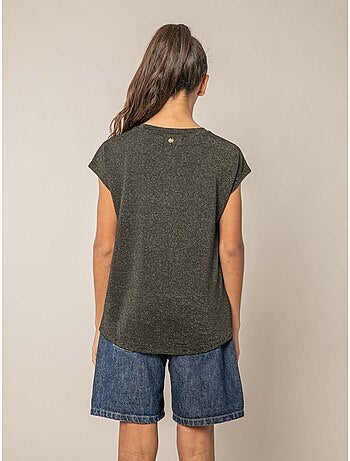 T-shirt fille fluide à rayures brillantes 'Deeluxe'