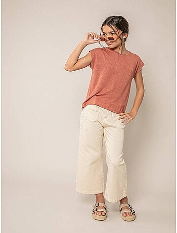 T-shirt fille fluide à rayures brillantes 'Deeluxe'