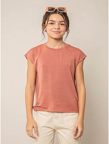 T-shirt fille fluide à rayures brillantes 'Deeluxe'