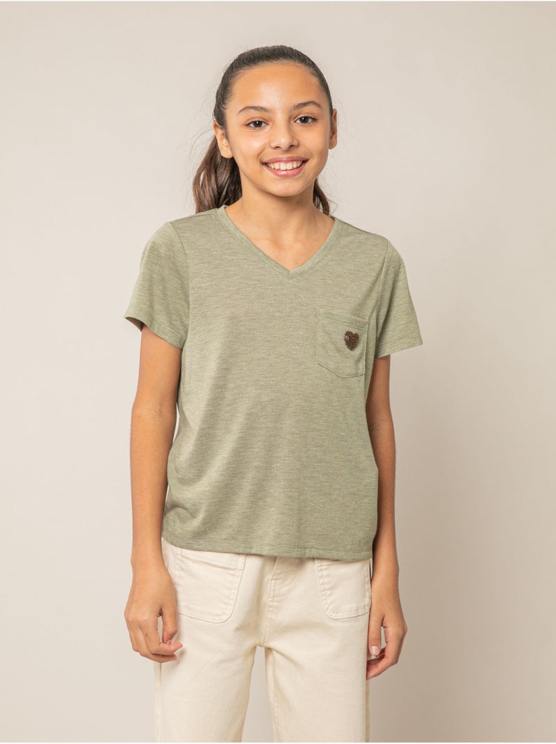 T-shirt fille fluide 'Deeluxe' Vert kaki clair - Kiabi