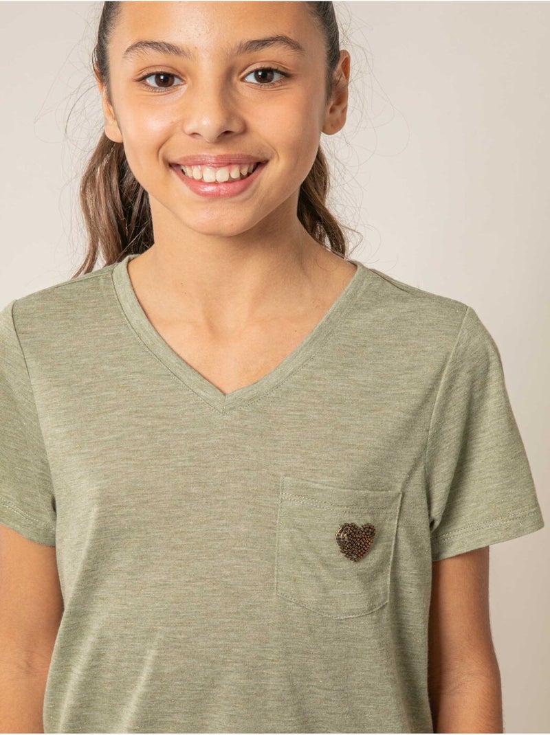 T-shirt fille fluide 'Deeluxe' Vert kaki clair - Kiabi