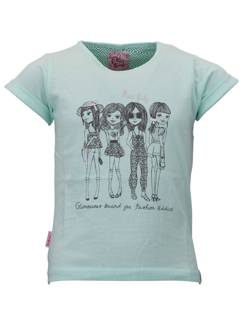 T-shirt fille FRILY - MISS GIRLY Vert - Kiabi