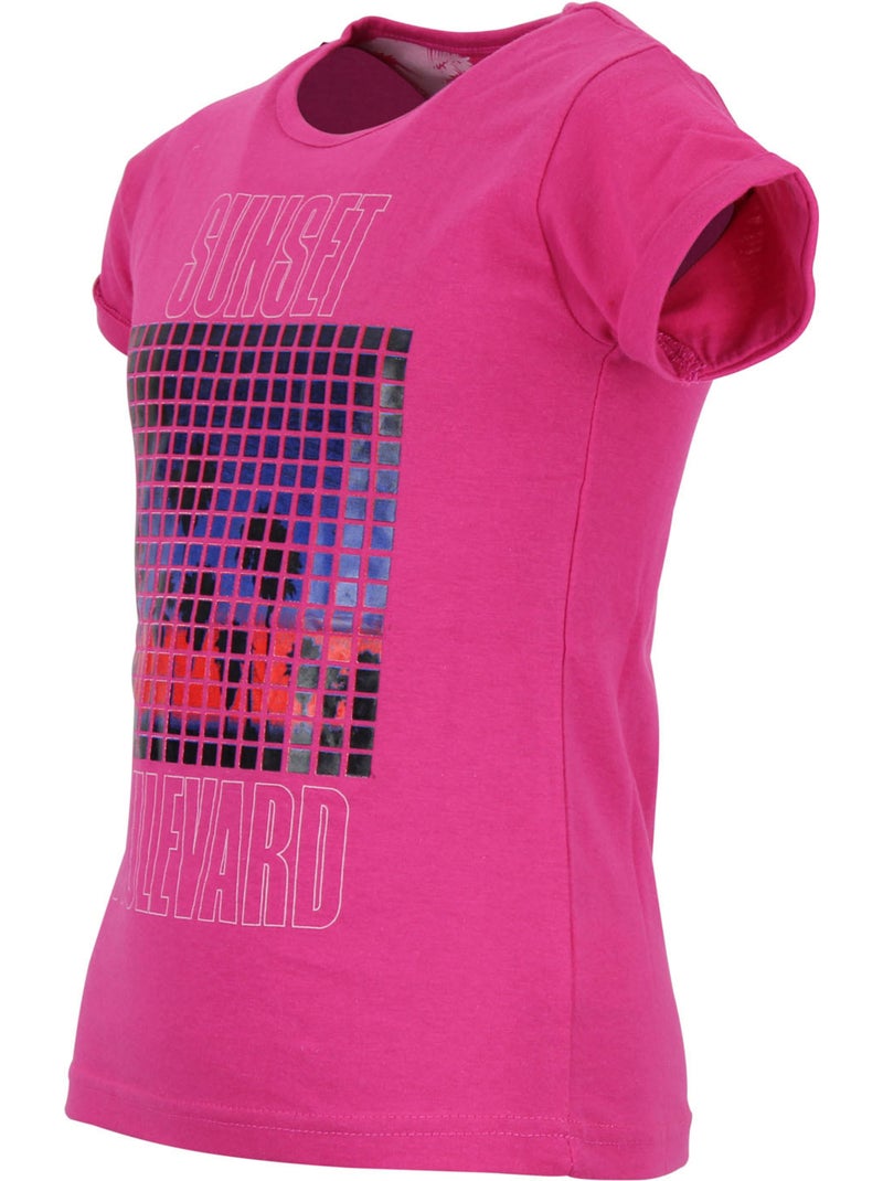 T-shirt fille FUNSET - MISS GIRLY Rose fushia - Kiabi