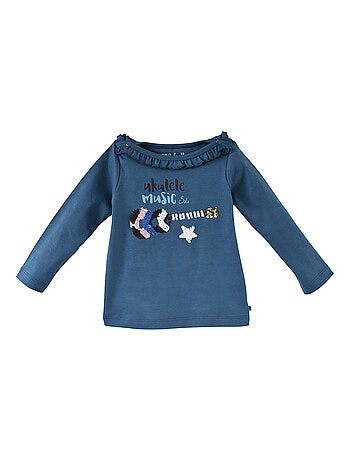 T SHIRT FILLETTE A SEQUINS LOOK COLORÉ