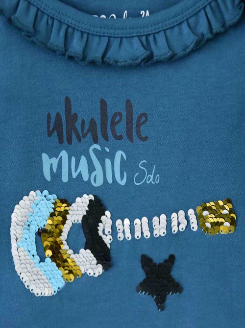 T SHIRT FILLETTE A SEQUINS LOOK COLORÉ - Kiabi