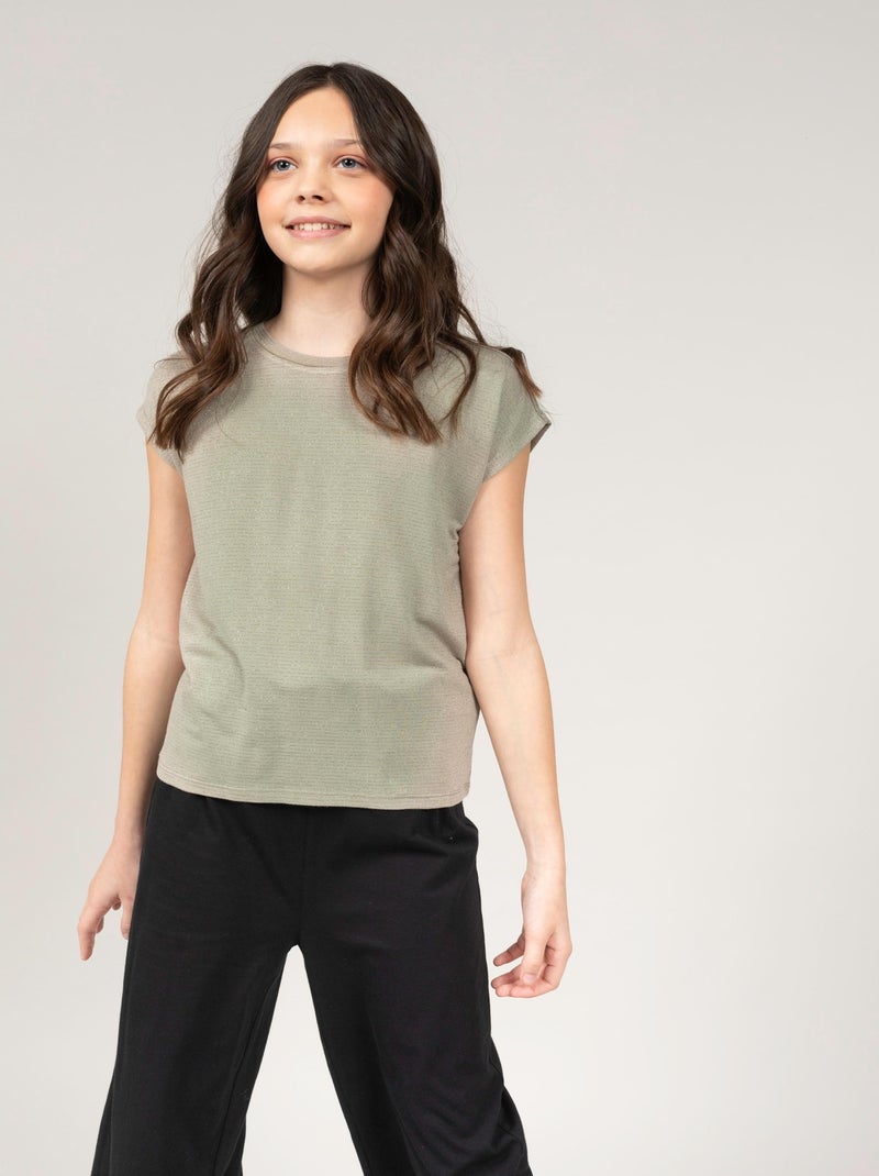 T-shirt fils métallisés 'Deeluxe' Vert kaki clair - Kiabi