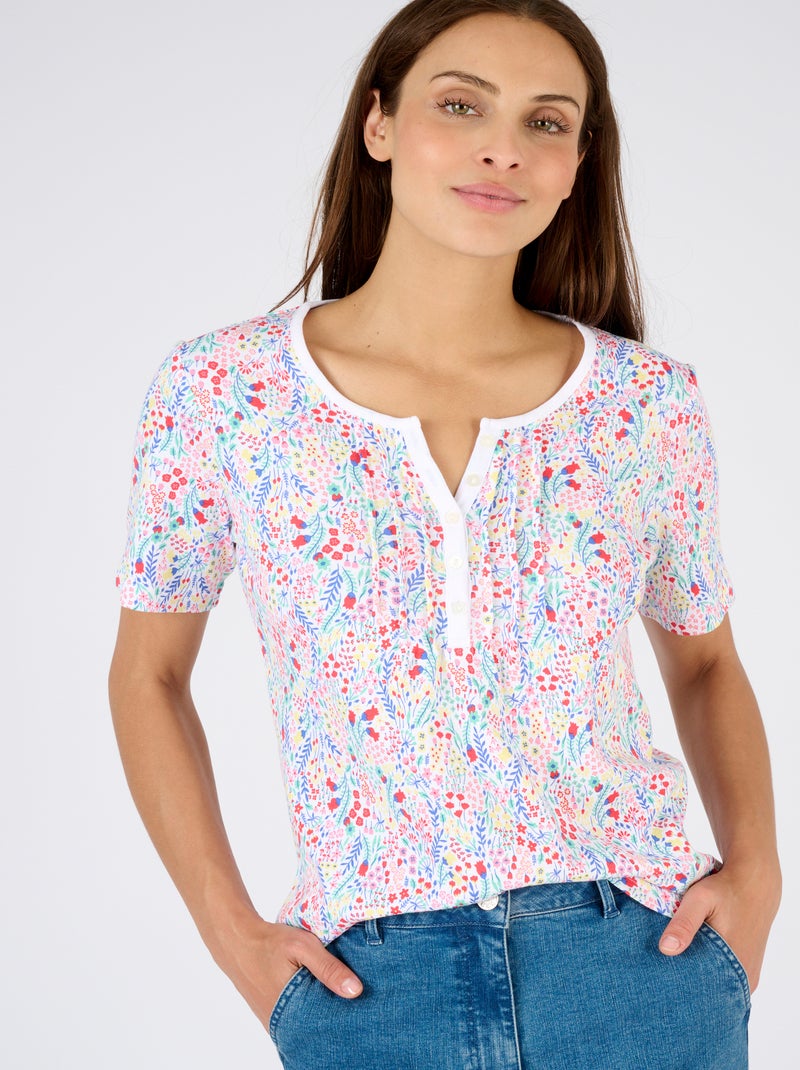 T-shirt fine côte pur coton - Damart Rose - Kiabi