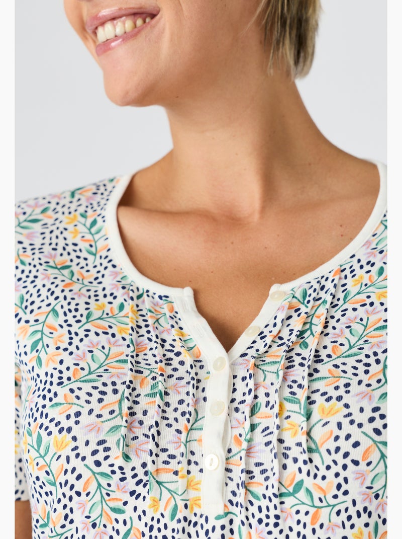 T-shirt fine côte pur coton - Damart Vert pastel - Kiabi