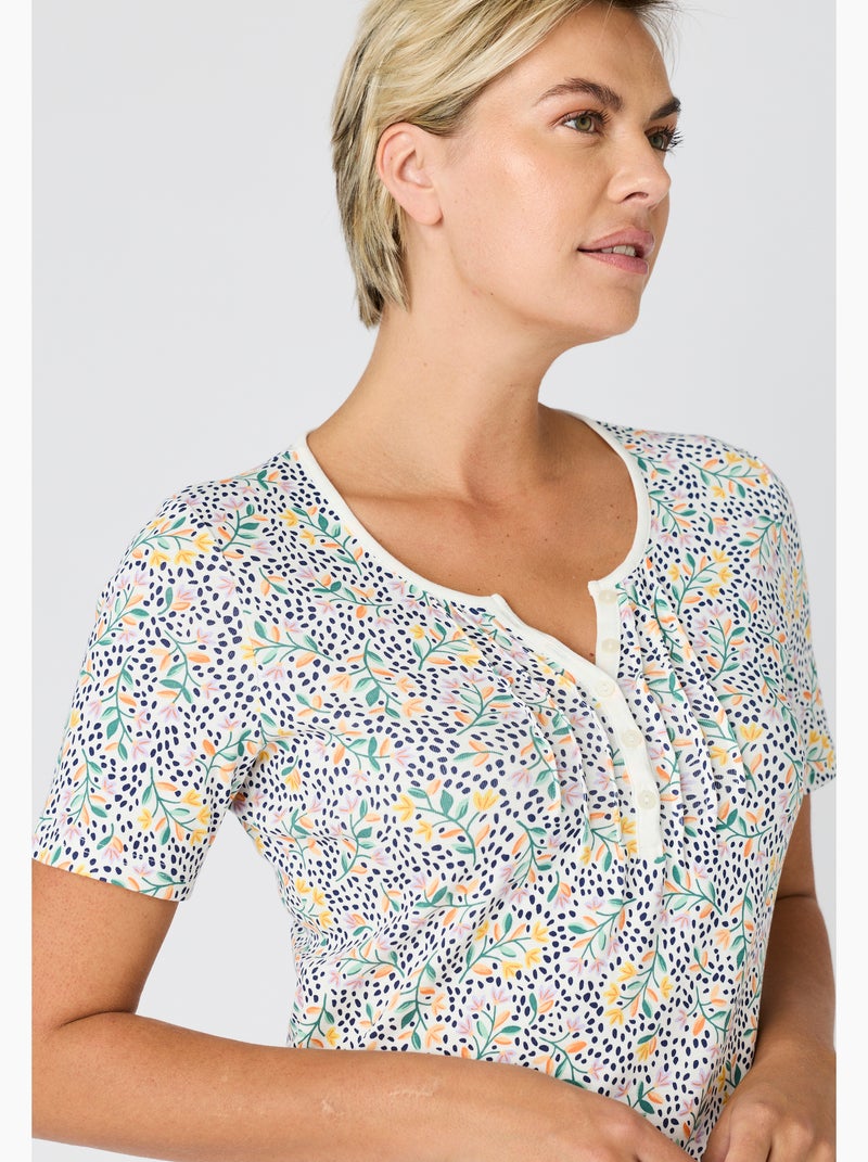 T-shirt fine côte pur coton - Damart Vert pastel - Kiabi