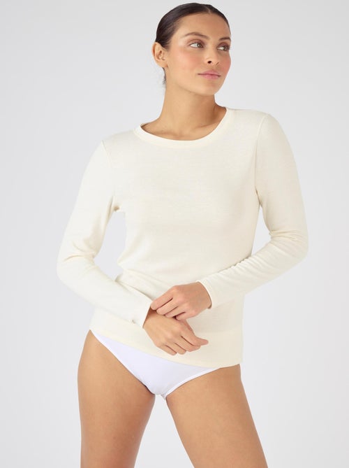 T-shirt fine côte Thermolactyl Sensitive, col rond - Damart - Kiabi