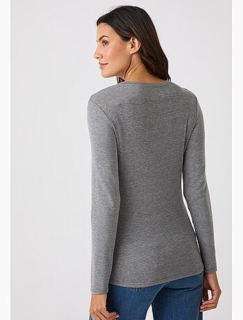 T-shirt fine côte thermolactyl sensitive, col rond - damart