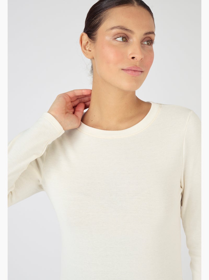 T-shirt fine côte Thermolactyl Sensitive, col rond thermique - Damart Blanc - Kiabi