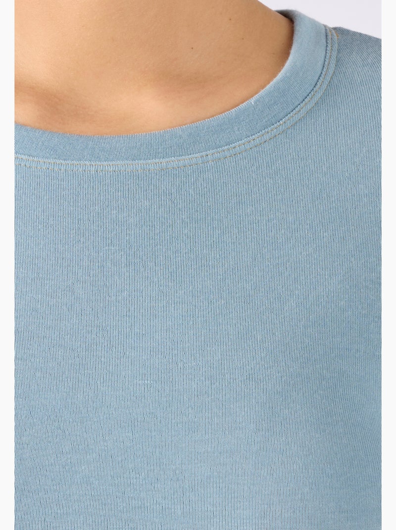 T-shirt fine côte Thermolactyl Sensitive, col rond thermique - Damart Bleu - Kiabi