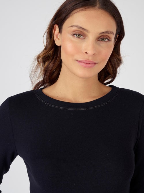 T-shirt fine côte Thermolactyl Sensitive, col rond thermique - Damart - Kiabi