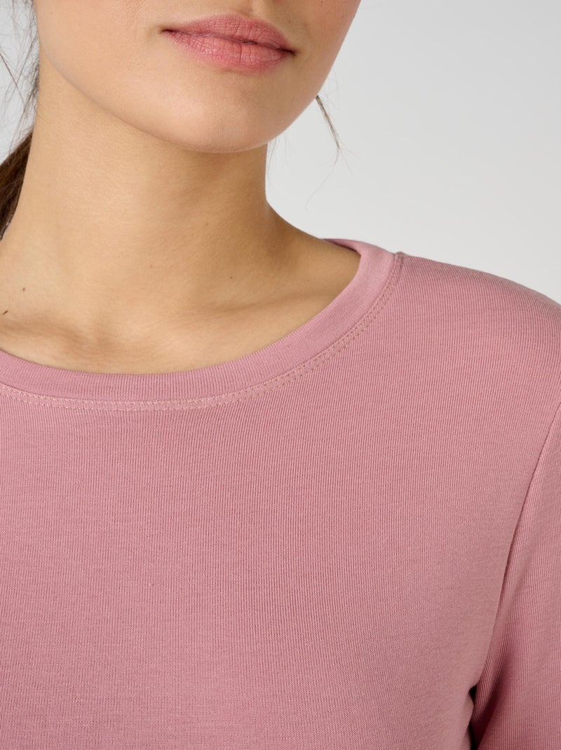 T-shirt fine côte Thermolactyl Sensitive, col rond thermique - Damart Rose - Kiabi